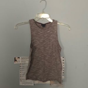plum/white ribbed tank top